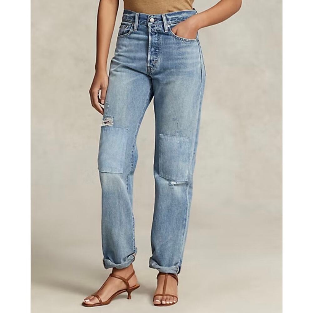 Polo Ralph Lauren High Rise Relaxed Straight Jean US 26 Blue Denim